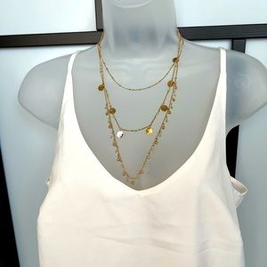 Bohemian Multistrand Necklace Summer Gold Boho 15-17in